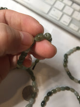 Load image into Gallery viewer, 100% natural type A dark green brown green white olive(Lulutong) jadeite jade beads bracelet group PB225
