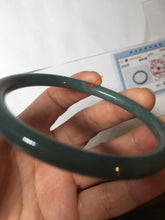 Load image into Gallery viewer, 56.8mm Certified Type A 100% Natural dark green/blue/gray with Guatemala slim round cut Jadeite bangle PH23-2343 56.8/5.8/5.7mm
