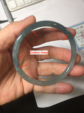 Load image into Gallery viewer, 58.7mm Type A 100% Natural icy watery light green/blue/gray Guatemala slim round cut Jadeite bangle PJ43-0685
