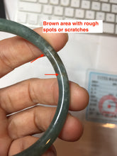 Load image into Gallery viewer, 54.2mm Type A 100% Natural Light Green/Gray/Black/Brown “Reed Flowers &amp; Snow” Guatemala Slim Round Cut Jadeite Bangle PJ129-1422

