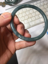 Load image into Gallery viewer, 55.4mm Certified Type A 100% Natural dark green/blue/gray with Guatemala slim round cut Jadeite bangle PH223-0252

