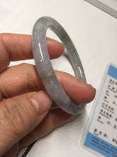 Load image into Gallery viewer, 57.4mm Certified Type A 100% Natural light green purple gray round cut Jadeite Jade bangle BQ60-6887
