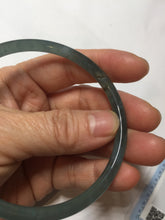 Load image into Gallery viewer, 60.6mm Certified Type A 100% Natural icy watery dark green/blue/gray with Guatemala slim round cut Jadeite bangle PH3-2349
