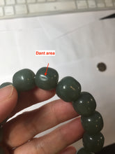 Load image into Gallery viewer, 14x13mm 100% Natural dark green/gray/black vintage style nephrite Jade bead bracelet HT12-5
