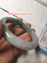 Load image into Gallery viewer, 57.9mm 100% Natural type A dark green purple carved and golden-painted Jadeite Jade bangle BP168-0261
