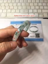 Load image into Gallery viewer, 51mm Certified Type A 100% Natural icy watery light green with green floating flowers thin Jadeite Jade bangle PJ56-1886

