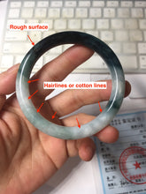 Load image into Gallery viewer, 55.5mm Certified Type A 100% Natural Dark Green Blue Gray Black Moonlit Ink (水墨月色) Round Cut Jadeite Jade Bangle BS149-0742
