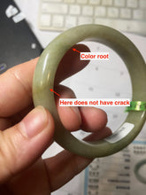 Load image into Gallery viewer, 55.4mm Certified type A 100% Natural green/yellow/gray oval shape jadeite jade bangle PC227-7408

