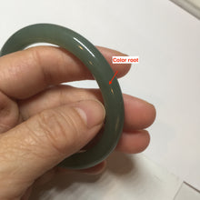 Load image into Gallery viewer, 56mm Certified 100% natural Type A oily dark green/ gray (老油青) round cut jadeite jade bangle PD115
