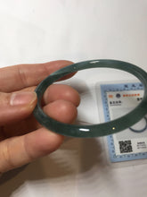 Load image into Gallery viewer, 54mm Certified Type A 100% Natural dark green/blue/gray with Guatemala slim round cut Jadeite bangle PH2-2348

