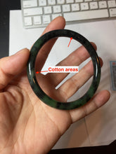 Load image into Gallery viewer, 60.7mm Certified 100% Natural Fresh Young Green/Dark Green/Black Green Ink Painting (绿水墨) Round Cut Nephrite (Wulanhai 乌兰海碧玉) Bangle HF136-7318
