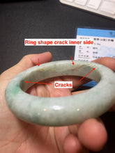 Load image into Gallery viewer, 52.3mm Certified Type A 100% Natural sunny green white chubby Jadeite bangle PE98-6212
