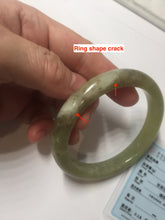 Load image into Gallery viewer, 55.5mm Certified Type A 100% Natural green yellow/sugar brown flying dandelions nephrite Jade bangle HN52-0472
