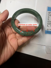 Load image into Gallery viewer, 55.5mm Certified Type A 100% Natural oily dark green(老油青)/gray Jadeite bangle BG225-3214
