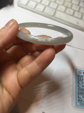Load image into Gallery viewer, 55mm Certified 100% Natural icy watery gray black(灰冰) smoky gray(烟紫) slim round cut nephrite jade bangle HT124-9091
