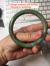 Load image into Gallery viewer, 55.5mm certified 100% natural Type A sunny green, oily dark green gray brown black Mountain After Rain(空山如洗) round cut jadeite jade bangle AZ174-1026
