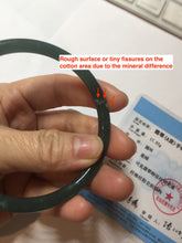 Load image into Gallery viewer, 60mm Certified Type A 100% Natural dark green/blue/gray with Guatemala slim round cut Jadeite bangle PE49-7058
