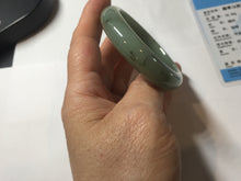 Load image into Gallery viewer, 52.5mm Certified Type A 100% Natural Oily Dark Green Gray Black(油青) Oval Jadeite Jade Bangle PE105-7129
