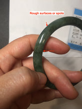 Load image into Gallery viewer, 60.2mm Certified Type A 100% Natural oily dark green(老油青) gray black round cut Jadeite Jade bangle BH102-0692

