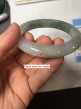 Load image into Gallery viewer, 55.3mm certified type A 100% Natural light green dark green gray(淡油青) black jadeite jade bangle BS152-0491
