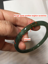 Load image into Gallery viewer, 57.4mm Certified 100% natural Type A oily dark green/ gray/brown (老油青) slim round cut jadeite jade bangle PB319-0599
