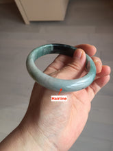 Load image into Gallery viewer, 56.6mm certified 100% natural Type dark green/ gray jadeite jade bangle AU56-4021
