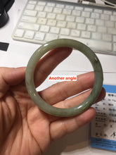 Load image into Gallery viewer, 54.5mm Certified type A 100% Natural light green gray black slim round cut Jadeite bangle PA197-2440
