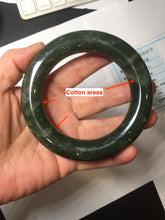Load image into Gallery viewer, 59mm certified 100% Natural dark green/gray/black (nebula dust) chubby round cut nephrite Jade bangle HN128-0206
