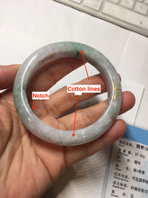 Load image into Gallery viewer, 55.4mm 100% Natural type A green purple white carved flowers and golden-painted Jadeite Jade bangle PB228-0264
