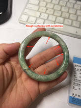 Load image into Gallery viewer, 57mm certified Type A 100% Natural dark green gray light purple round cut Jadeite Jade bangle PE94-6189
