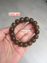 Load image into Gallery viewer, 100% Natural 12x11mm dark sugar brown black gray(糖料) vintage style nephrite Jade bead bracelet HF82
