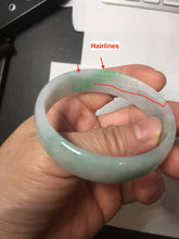 Load image into Gallery viewer, 51.5mm Certified Type A 100% Natural sunny green light green white thin Jadeite Jade bangle AZ189-1583
