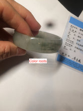 Load image into Gallery viewer, 49.5mm Certified Type A 100% Natural icy watery light green/gray/black thin Jadeite Jade bangle AY79-3208
