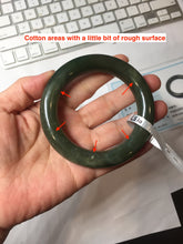 Load image into Gallery viewer, 55mm certified 100% Natural dark green/black/gray(碧玉) chubby round cut nephrite bangle HN189-0137
