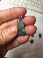 Load image into Gallery viewer, Type A 100% Natural dark green blue gray Guatemala jadeite jade cat kitty pendant PC143 Add one item
