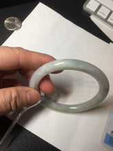 Load image into Gallery viewer, 54.5mm certified 100% natural type A icy watery white/gray round cut jadeite jade bangle BL9-9888
