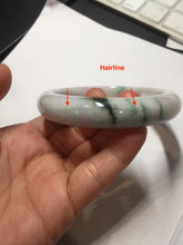 Load image into Gallery viewer, 60.5mm certified type A 100% Natural sunny green/purple chubby Jadeite jade bangle PH188-1255
