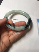 Load image into Gallery viewer, 57.8mm certified 100% natural type A dark green white with green floating flowers jadeite bangle PH147-5857
