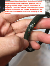 Load image into Gallery viewer, 60.9mm 100% Natural Dark Green/Black Meteorite Star Night Sky Galaxy Round Cut Nephrite Bangle HK3-0558
