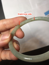 Load image into Gallery viewer, 56mm certified Type A 100% Natural light green brown gray slim round cut Jadeite Jade bangle PH206-6184
