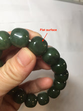 Load image into Gallery viewer, 14x13mm 100% Natural dark green/black/gray(碧玉) vintage style nephrite Jade bead bracelet HE109
