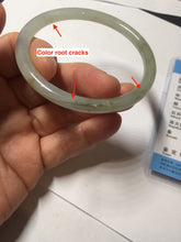 Load image into Gallery viewer, 55mm Certified type A 100% Natural light green gray black slim round cut Jadeite bangle PA204-2448

