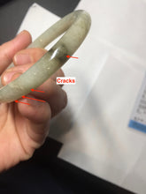 Load image into Gallery viewer, 53.5mm Certified type A 100% Natural green dark green floating seaweed round cut Jadeite bangle PC140-6615

