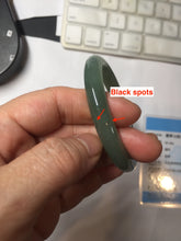 Load image into Gallery viewer, 49mm Certified Type A 100% Natural Oily Dark Green Gray Black(油青) Oval Jadeite Jade Bangle PE102-7125
