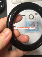 Load image into Gallery viewer, 62mm certified 100% Natural black meteorite chubby round cut nephrite(墨玉 MoYu) bangleHN164-6427 Add on item
