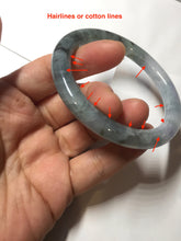 Load image into Gallery viewer, 55mm Certified Type A 100% Natural icy watery dark green/purple/gray round cut Jadeite bangle AA132-6931

