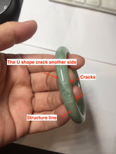 Load image into Gallery viewer, 50.5mm 100% natural type A sunny green apple green oval jadeite bangle AZ155
