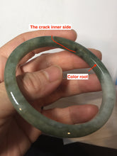 Load image into Gallery viewer, 52mm Certified Type A 100% Natural white Oily Dark Green Gray Black Oval Jadeite Jade Bangle PC219-6219
