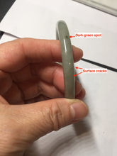 Load image into Gallery viewer, 54.7mm Certified type A 100% Natural light green gray black slim round cut Jadeite bangle PA194-2460
