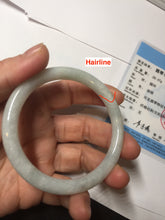 Load image into Gallery viewer, 53.5mm certified 100% natural Type A light green/white/ round cut jadeite jade bangle BS10-9563
